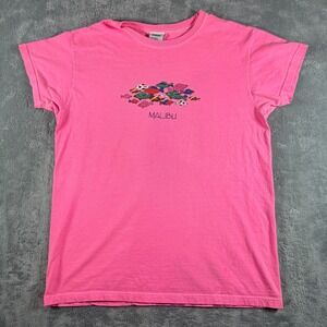 Cabo Malibu‎ Fish Graphic T-Shirt Pink Cotton Short Sleeve Womens Medium